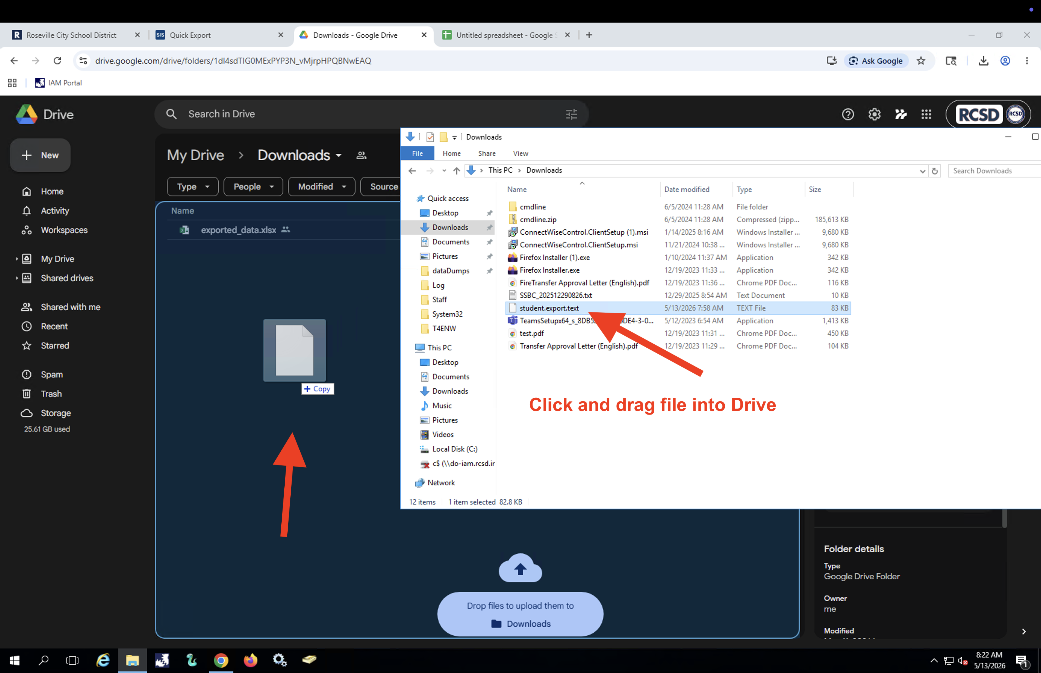 Clicking and dragging file