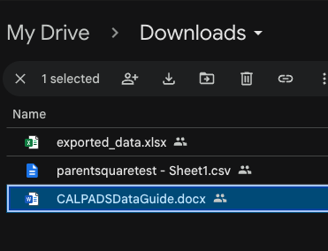 Clicking on Google Docs file
